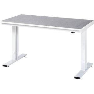 Rau werktafel Adlatus, elektrisch in hoogte verstelbaar, 25 mm spaanplaat, bekleding linoleum, tot 300 kg, B 1500 x D 800 x H 720-1120 mm, lichtgrijs/lichtgrijs