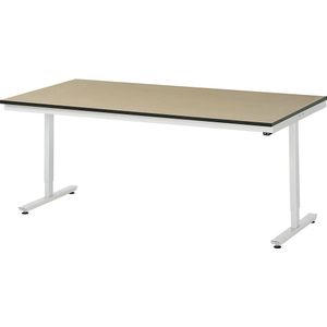 Werktafel, elektrisch in hoogte verstelbaar, kunststof gecoat plaatmateriaal, draagvermogen 150 kg RAU