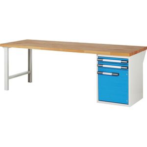 eurokraft pro Werkbank, bouwdoossysteem serie 7000, 2 laden, 1 kast, diepte = 700 mm, b x d = 2500 x 900 mm