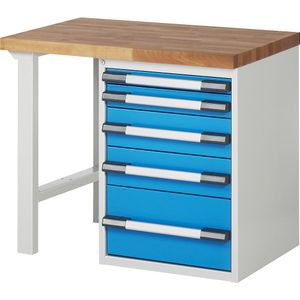 eurokraft pro Werkbank, bouwdoossysteem serie 7000, 5 laden, b x d = 1000 x 700 mm