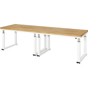 RAU Werktafel, elektrisch in hoogte verstelbaar, massief beukenhouten blad, draagvermogen 600 kg, b x d = 3000 x 900 mm
