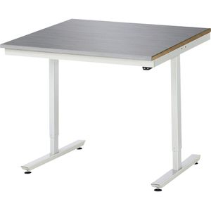 Werktafel, elektrisch in hoogte verstelbaar, roestvast stalen toplaag, draagvermogen 150 kg RAU