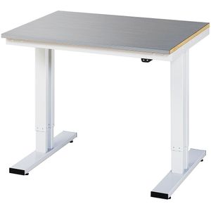 RAU Werktafel, elektrisch in hoogte verstelbaar, roestvast stalen toplaag, draagvermogen 300 kg, b x d = 1000 x 800 mm