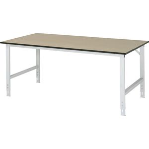 RAU Werktafel, in hoogte verstelbaar, 760 - 1080 mm, MDF-blad, b x d = 2000 x 1000 mm, lichtgrijs