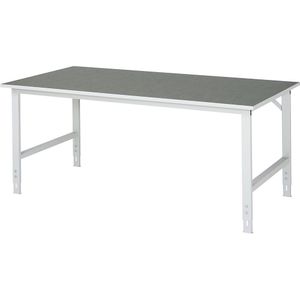 Werktafel, in hoogte verstelbaar, 760 - 1080 mm, linoleum blad RAU