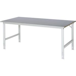 RAU Werktafel, in hoogte verstelbaar, hoogte 760 - 1080 mm, blad van plaatstaal, b x d = 2000 x 1000 mm, lichtgrijs