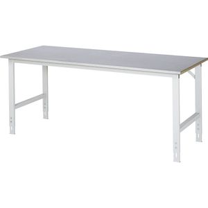 Werktafel, in hoogte verstelbaar, 760 - 1080 mm, plaatstalen toplaag RAU