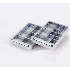 RAU Lade-indelingenset, 1 verdeelschot, 4 dwarsschotten, voor hoogte 120 - 180 mm