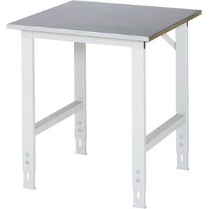 Werktafel, in hoogte verstelbaar, 760 - 1080 mm, plaatstalen toplaag RAU