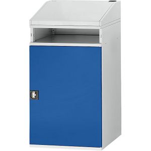 RAU Industrie-lessenaar, met open vak boven de kast, breedte 650 mm, lichtgrijs / gentiaanblauw