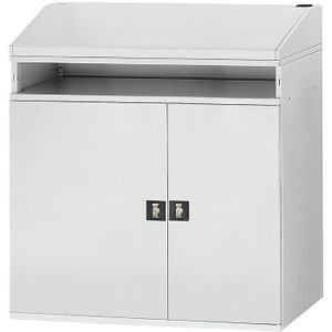 RAU Industrie-lessenaar, met open vak boven de kast, breedte 1100 mm, lichtgrijs