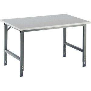 Werktafel, in hoogte verstelbaar, 760 - 1080 mm, linoleum blad RAU