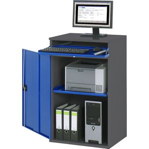 RAU Computer-werkstation, kastframe met 1 uitschuifbaar legbord, breedte 650 mm, antraciet / gentiaanblauw