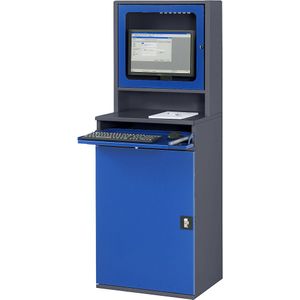 Computer-werkstation, monitorbehuizing, 2 uitschuifbare legborden RAU