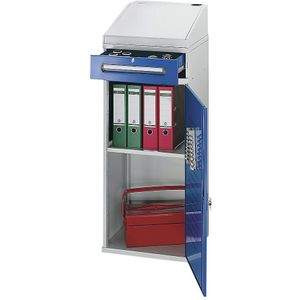 RAU Industrie-lessenaar, met 1 lade boven de kast, breedte 450 mm, lichtgrijs / gentiaanblauw