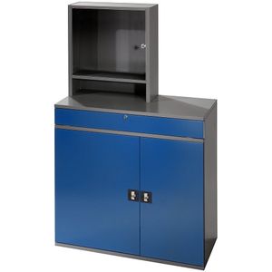 Computer-werkstation, monitorbehuizing, 1 uitschuifbaar legbord, 2 laden RAU