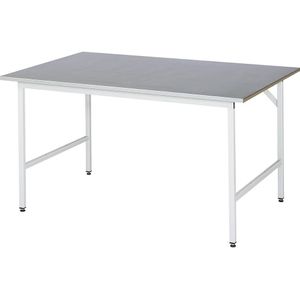 Rau werktafel Jerry, handmatig in hoogte verstelbaar, 25 mm MDF-plaat met plaatstalen bekleding, tot 300 kg, B 1500 x D 1000 x H 800-850 mm, zilver/grijs