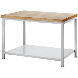 RAU Werkbank, stellingconstructie, 1 aflegplateau van plaatstaal, diepte 900 mm, breedte 1250 mm