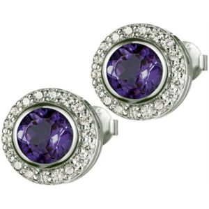 Jacques Lemans - Oorknopjes Sterling zilver met Amethyst - SE-O105B