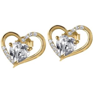 Jacques Lemans - Oorknopjes - Sterling Zilver Verguld - White Topaz - Goud