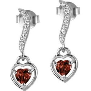 Jacques Lemans - Oorknopjes Sterling zilver met Garnet - SE-O120D