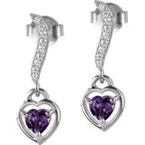 Jacques Lemans - Oorknopjes - Zilver - Amethyst - Rhodiniert