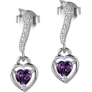 Jacques Lemans - Oorknopjes - Zilver - Amethyst - Rhodiniert