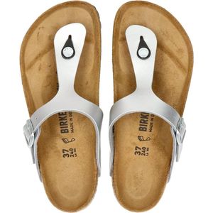 Birkenstockvoor vrouwen. 43851 Gizeh zilveren leren sandalen (37), Leer, Plat, Geen, Casual