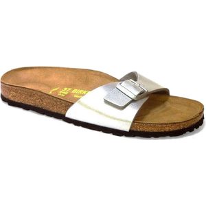 Birkenstock Madrid Slippers zilver Imitatieleer