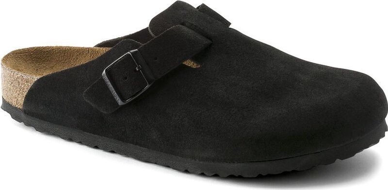 Klomp Birkenstock Unisex Boston Soft Footbed Suede Black Regular-Schoenmaat 41