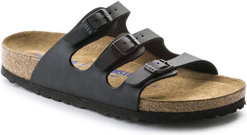 Birkenstock - Florida - Slippers - Zwart - Kurk-Latex Voetbed