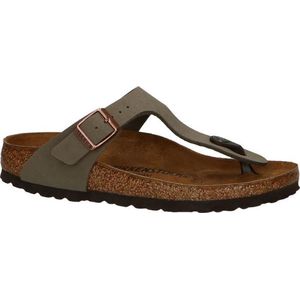 Slipper Birkenstock Unisex Gizeh Birko-Flor Nubuck Stone Narrow