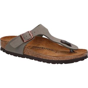 Slipper Birkenstock Unisex Gizeh Birko-Flor Nubuck Stone Narrow-Schoenmaat 38