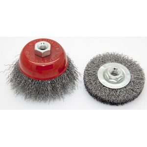 Westfalia Staalborstel met gegolfd staaldraad set 2-delig Ø 75 mm M10 schroefdraad
