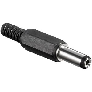 DC (m) connector recht extra lang - 5,5 x 2,1 mm - soldeerbaar / zwart