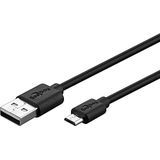 Goobay Micro USB oplaad- en synchronisatiekabel; Micro USB oplaad- en synchronisatiekabel, zwart, 2 m - voor Android-apparaten, zwart