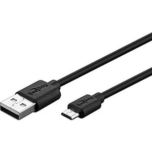 Goobay Micro USB oplaad- en synchronisatiekabel; Micro USB oplaad- en synchronisatiekabel, zwart, 2 m - voor Android-apparaten, zwart
