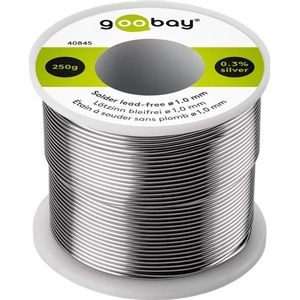 Goobay 40845 soldeertin, loodvrij, ø 1 mm, soldeerdraad met vloeimiddel, 0,3% zilver, 0,7% koper, 217 °C, smeltpunt, soldeerdraad, tin, loodvrij solderen, 250 g