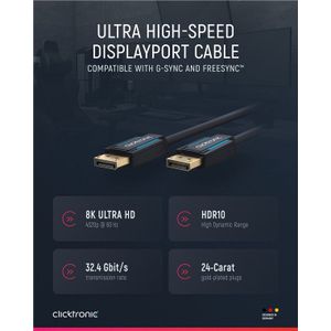 DisplayPort™-Kabel, 8K/60Hz. Kabellänge 3 m