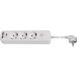 Goobay 3-voudige stekkerdoos met schakelaar en USB 1.5 meter Wit