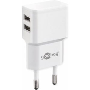 Goobay - USB-Lader 44952, 2-fach, 2,4 a, 12 w, weiß