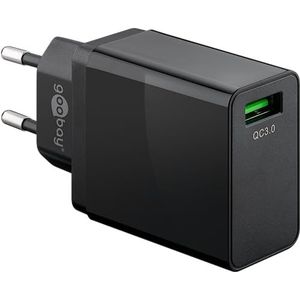 USB-A adapter - USB-A oplader - CEE 7/16 - USB-A adapter - 1 poorts - Quick Charge 3.0 - 3000mA - 18W - zwart