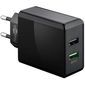 USB/QC-Lader 44956, 2-fach, 2+3 a, 28 w, schwarz - Goobay