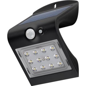 Goobay LED-Solar-Wandleuchte mit Bewegungsmelder, 1,5 W, schwarz, 220 lm, 4000 K, 80 Ra, IP65, 1200 mAh Li-Ion, Wandbeleuchtung für den Außenbereich, Schwarz, Acrylnitril-Butadien-Styrol (ABS), Polycarbonat (PC), IP65, Garage, III