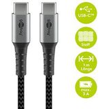 USB-C-auf-USB-C-Textilkabel mit Metallsteckern (spacegrau silber), 1 m