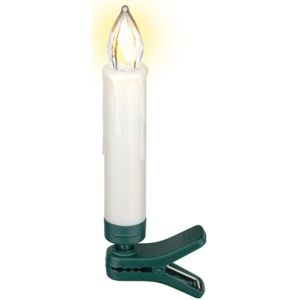 goobay 49873 Draadloze led-kerstboomkaarsen met timerfunctie, led-kaarsen met afstandsbediening, flikkerende vlam, elektrische kaarsen, boomkaarsen, set van 10, wit