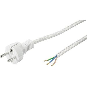 Goobay geaarde kabel, hittebestendig voor montage, 3 m, wit-zilver - hybride stekker (type E + F, CE