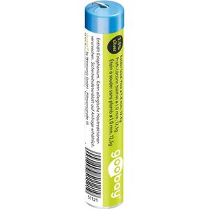 Goobay 51121 Loodvrije soldeerdraad Ø 1 mm met flux 3,5% zilver en 0,7% koper, smeltpunt 217 °C, loodvrij tinsoldeer, 12,5 g