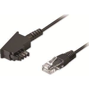 goobay TAE Anschlusskabel DSL/VDSL, Kabel schwarz, 15 Meter - 51236