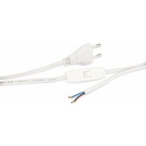 Euro-Netzkabel mit Schnur-Zwischenschalter, weiß - Goobay